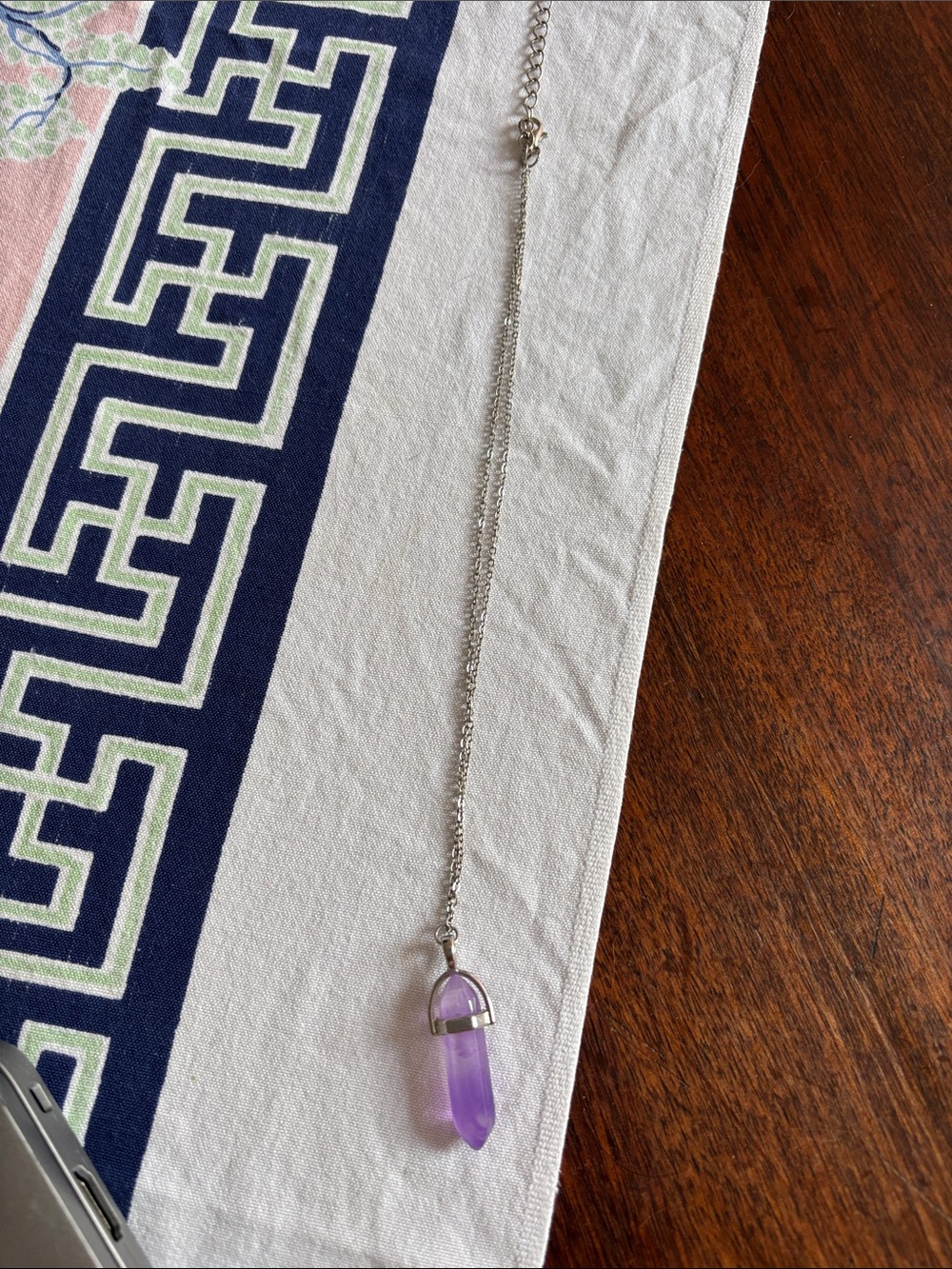 Claire's Silver Necklace with Light Purple Crystal Point Pendant